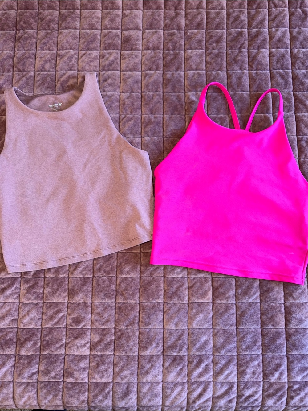Lot 2 Old Navy Cropped Wor Out Tank Tops with Built in Bra
